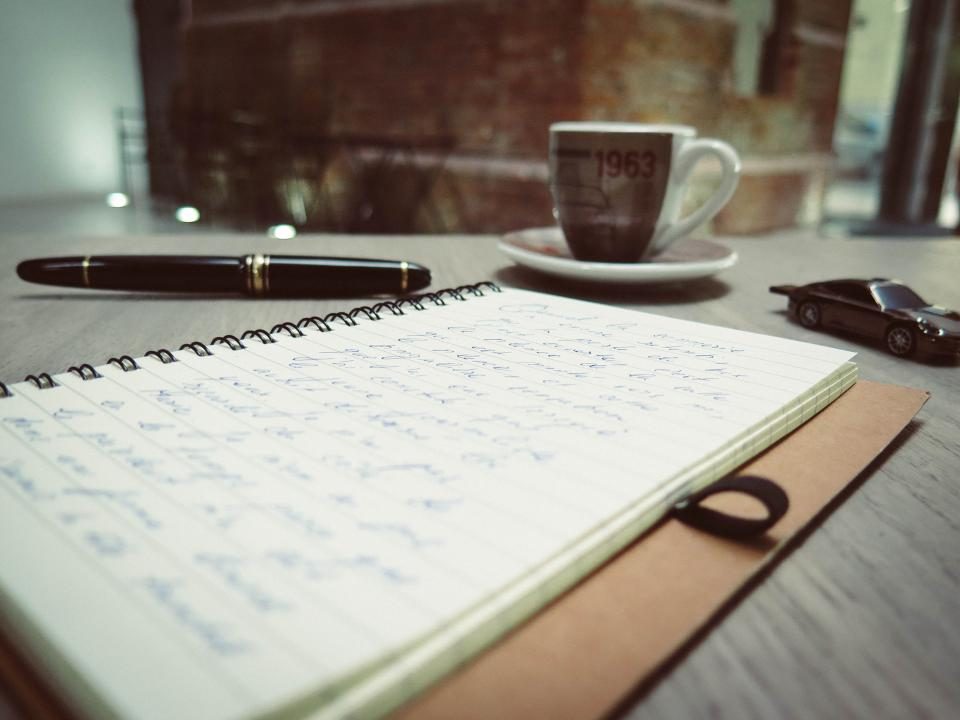 Illustrative photograph of notebook Notes